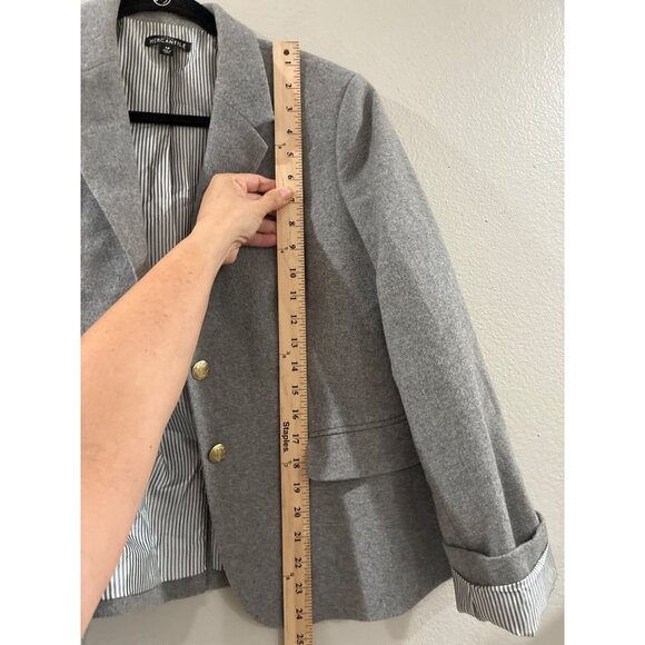 J Crew Mercantile Blazer womens Size 16 Gray Wool Blend Jacket Gold Crest Button - Picture 8 of 9